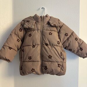 Zara girls floral quilted puffer 3-4 years